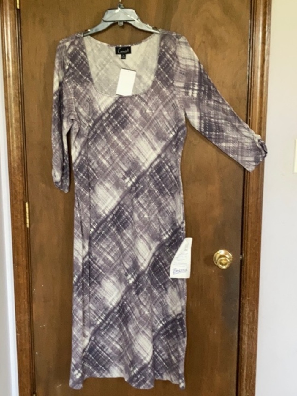 Connected dress dusty lavender plaid print dress casual office size 4 - Picture 17 of 17